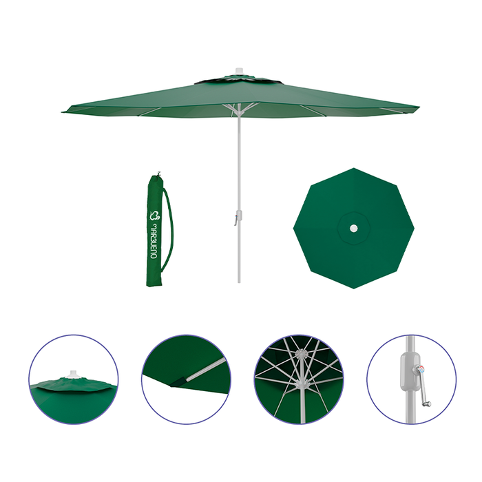 Marbueno Sombrilla Acero 8 Barillas D300 cm Polyester Verde Jardin, Piscina y Terraza 10190