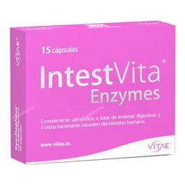 VITAE Intestvita Enzymes 15 Cápsulas - Complemento para Flora Intestinal y Digestión con Enzimas Digestivas