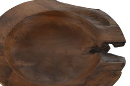 DKD Home Decor Wood 23 Centro de Mesa Teca Natural Marron Oscuro 45 x 45 x 6 cm Hecho a Mano