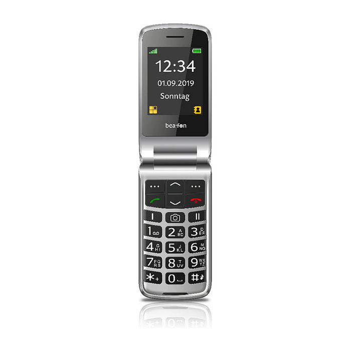 Beafon SL495 LTE Teléfono Básico con Concha, Pantalla de 2.4", Cámara 1.3 MP, 4G, Negro y Plata - 1050 mAh