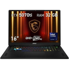 MSI Vector 16 HX AI A2XWHG-097XES Portátil Gaming 16" QHD+ 240Hz, Intel Core Ultra 7 255HX, 32GB RAM, 1TB SSD, NVIDIA GeForce RTX 5070 Ti 12GB, Sin SO, Cosmos Gray