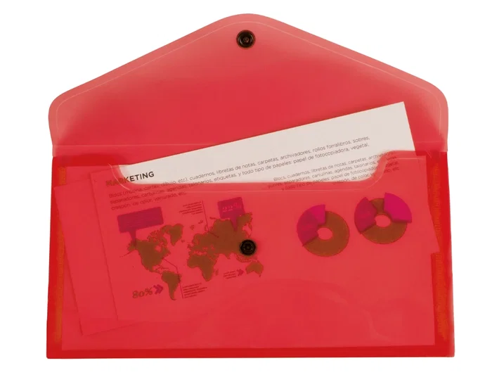 Liderpapel Carpeta Dossier con Broche en Polipropileno Rojo Translúcido Tamaño Sobre Americano 260x140 mm