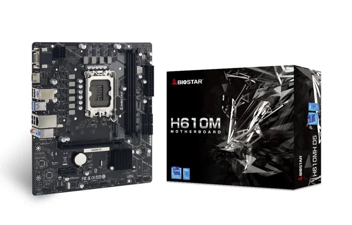 Biostar H610MH D5 Placa Base Intel H610 LGA 1700 micro ATX con Soporte DDR5 para Intel Core 12ª/13ª/14ª Gen, Celeron y Pentium Biostar H610MH D5 Placa Base Intel H610 LGA 1700 micro ATX con Soporte DDR5 para Intel Core 12ª/13ª/14ª Gen, Celeron y Pentium