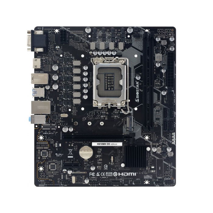 Biostar H610MH D5 Placa Base Micro ATX Chipset Intel H610 Socket LGA1700 para Intel 12ª y 13ª Gen con Soporte DDR5, HDMI, VGA, PCIe 4.0 x16