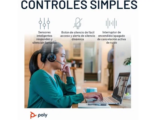 HP Poly Voyager Focus 2 USB-C Negro con Base de Carga y Adaptador USB-C/A