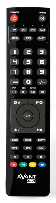 AVANT CONNECT Mando 4 en 1 Programable por PC, con Numeros Grandes - Ideal para Mayores y Usuarios con Baja Vision