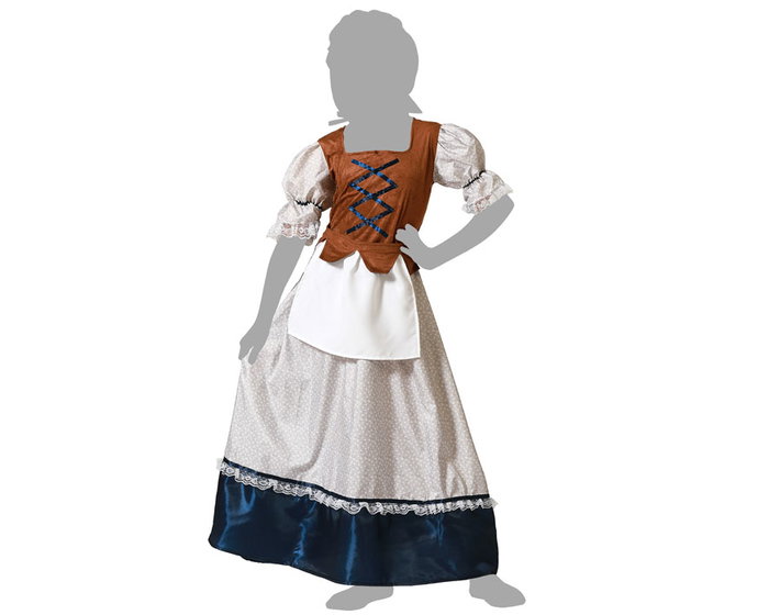 Disfraz Mesonera Vestido Blanco Niña Infantil 3-4 Años Edad Media Carnaval