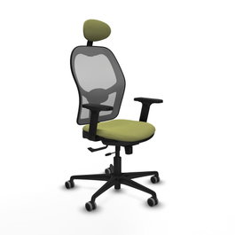 PIQUERAS Y CRESPO Silla de oficina Jorquera con mecanismo Sincro/Traslack, Verde oliva y Gris