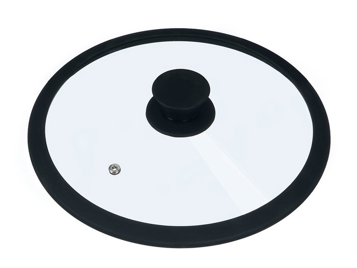 Kinvara Tapa de Cristal con Borde de Silicona Transparente y Negro 20 cm (Set de 12)