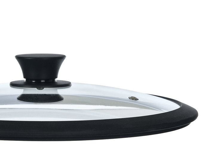 Kinvara Tapa de Cristal con Borde de Silicona Transparente y Negro 20 cm (Set de 12)