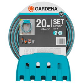 GARDENA Gardena Wandschlauchhalter mit Schlauch 13 mm (1/2") 20 m - Colgador de manguera incluido, Manguera de 20 m y 1.3 cm de diámetro, 18005-50