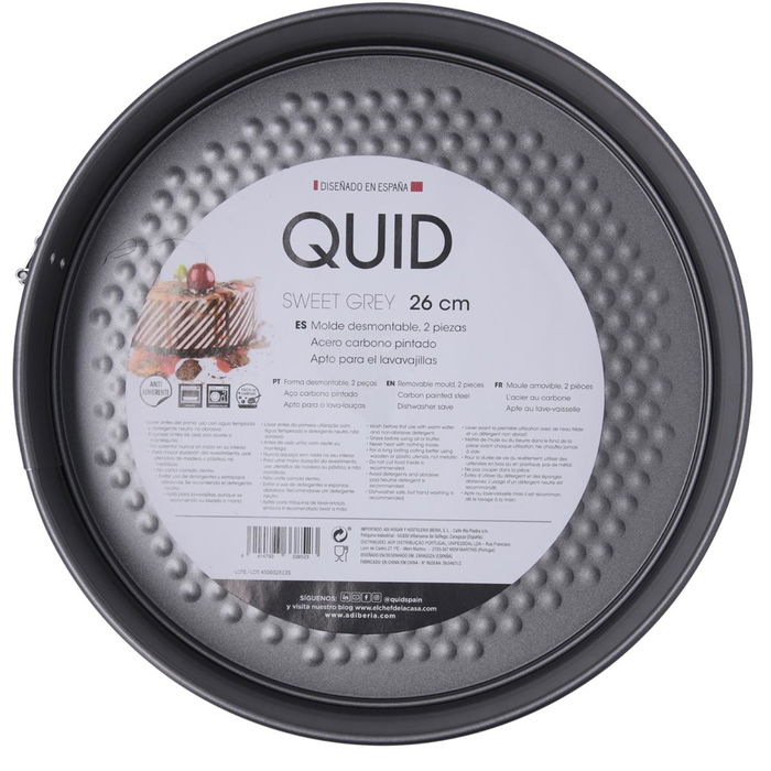 Molde Redondo Desmontable Acero Pintado Sweet Grey Quid 26x6,8 cm (8 Unidades)