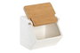 DKD Home Decor Salero de Porcelana y Bambú Blanco Natural 14 x 12.5 x 12 cm