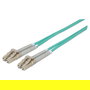 Intellinet 750868 Cable Fibra Óptica LC/LC OM3 Multimodo 1m, Color Aguamarina, Duplex Completo, LSZH, 50/125 µm