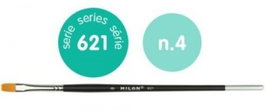 MILAN Pack de 6 Pinceles Sintéticos Planos Nº 4 Serie 621 Mango Corto