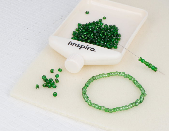 Innspiro Rocalla de Vidrio Redonda Plateado Verde 3,8mm 120g