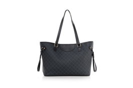 Lucky Bees 355 v2 Bolso Tote de Piel de Polivinilo Negro y Gris, 37x15x28 cm