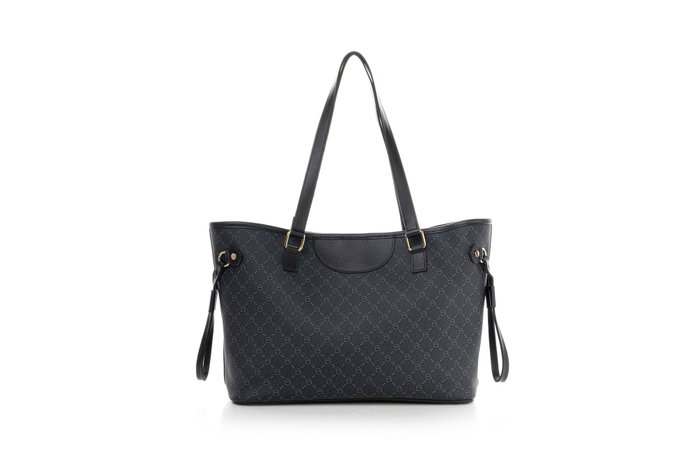 Lucky Bees 355 v2 Bolso Tote de Piel de Polivinilo Negro y Gris, 37x15x28 cm Lucky Bees 355 v2 Bolso Tote de Piel de Polivinilo Negro y Gris, 37x15x28 cm