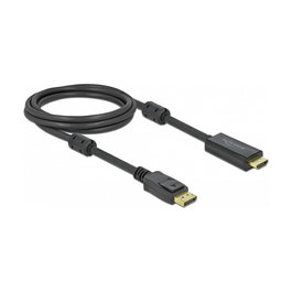 DeLOCK Cable Activo DisplayPort 1.2 a HDMI 4K a 60Hz 2 Metros, HDCP 1.3, Máximo 3840 x 2160 Pixeles y 120 Hz, Conectores Macho, Negro