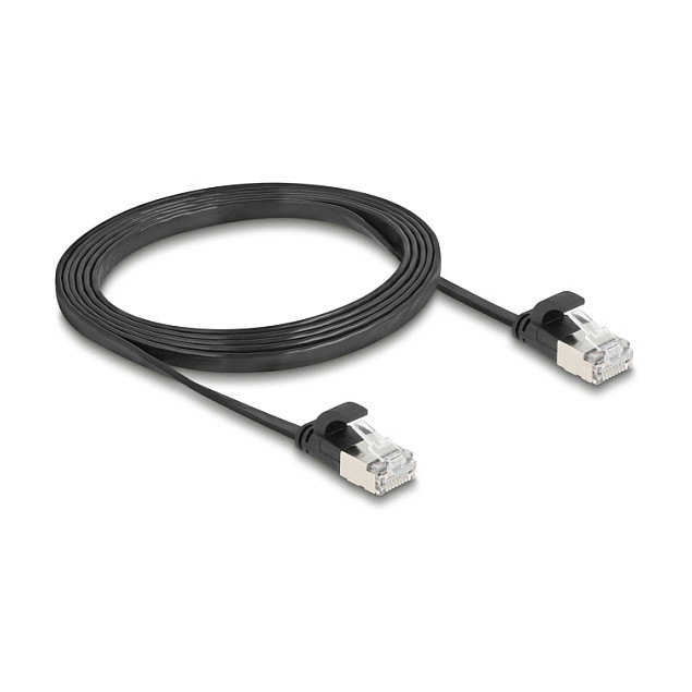 DeLOCK 81164 Cable de parcheo RJ45 plano Cat.6A U/FTP 1,5 m Negro