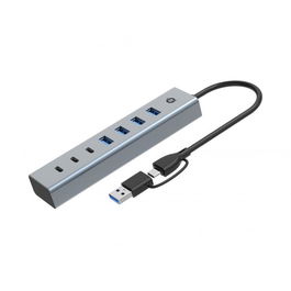 Conceptronic HUBBIES20G Hub USB 3.2 Gen 1, 7 Puertos (3x USB-C, 4x USB-A), Gris