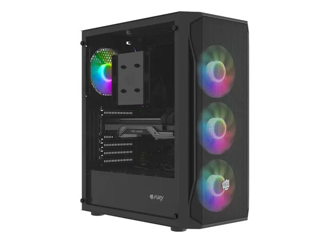 Fury Shobo SH4F RGB Caja Torre Media Negra con Ventana, 4 Ventiladores RGB, Sin Fuente de Alimentación