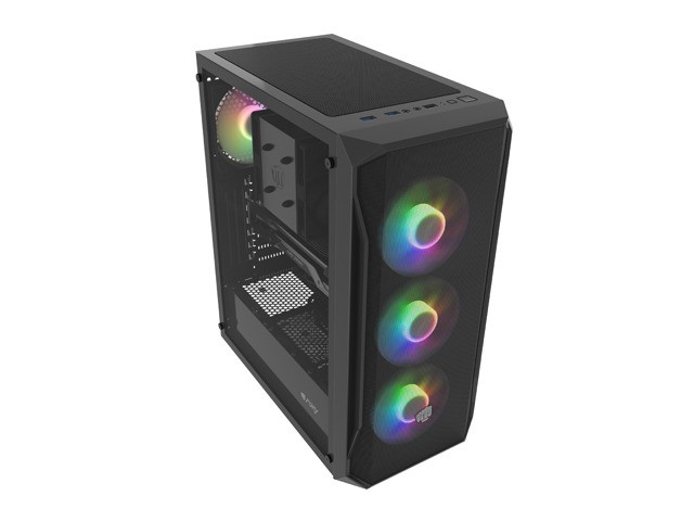 Fury Shobo SH4F RGB Caja Torre Media Negra con Ventana, 4 Ventiladores RGB, Sin Fuente de Alimentación