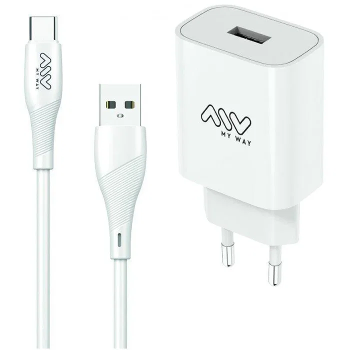 Myway Cargador de Pared MYWEPAK0002 con Cable USB Tipo-C 15W Blanco