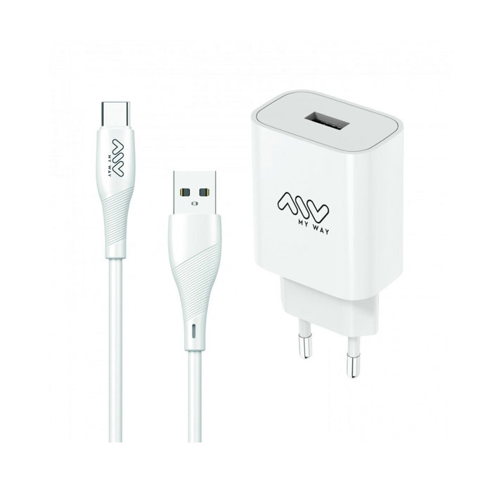Myway Cargador de Pared MYWEPAK0002 con Cable USB Tipo-C 15W Blanco