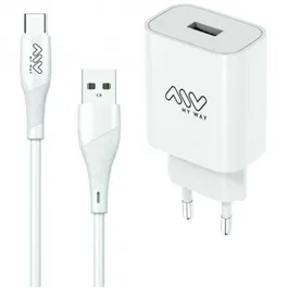 Myway Cargador de Pared MYWEPAK0002 1xUSB 12W con Cable USB Tipo-C 1.5m Blanco 15W
