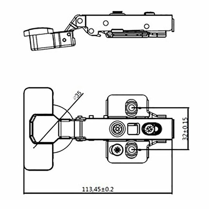 Edm Bisagra cazoleta pistón super acodada BC05 35 mm