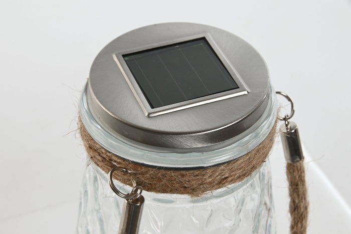 DKD Home Decor Lámpara Solar LED de Cristal 11x11x18 cm Transparente/Plateado