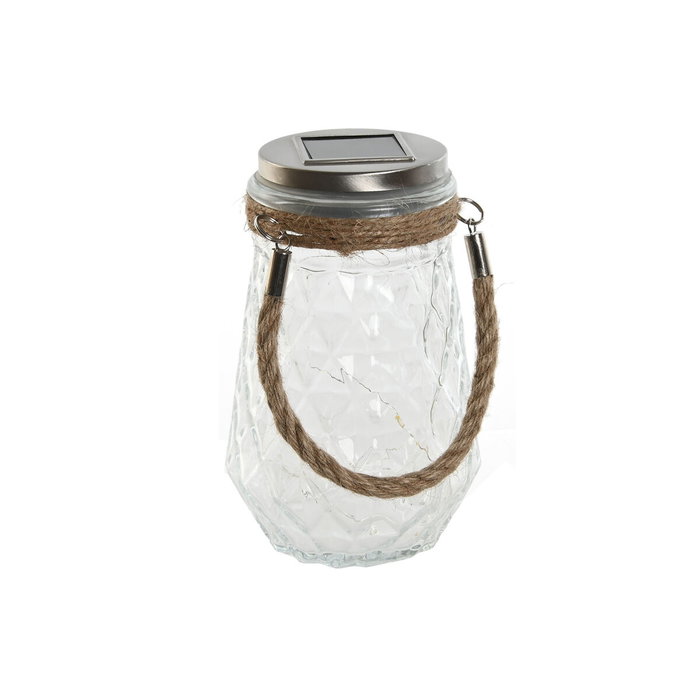 DKD Home Decor Lámpara Solar LED de Cristal 11x11x18 cm Transparente/Plateado