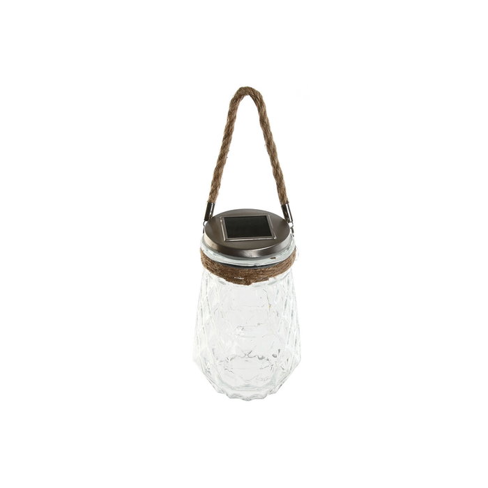 DKD Home Decor Lámpara Solar LED de Cristal 11x11x18 cm Transparente/Plateado