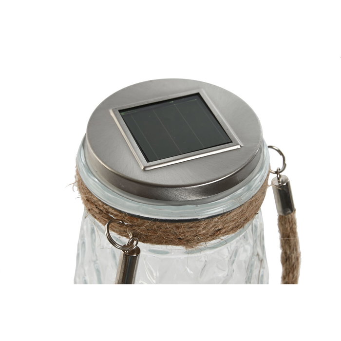 DKD Home Decor Lámpara Solar LED de Cristal 11x11x18 cm Transparente/Plateado