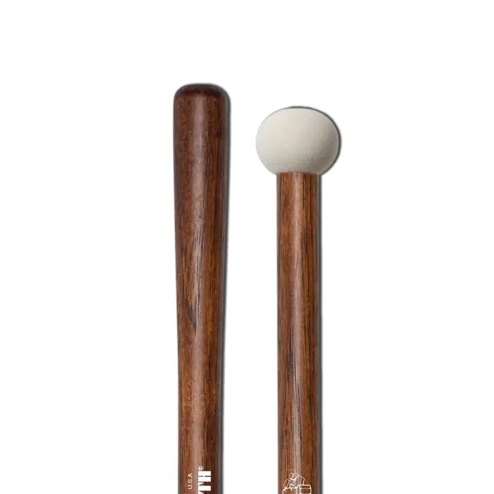 Vic Firth Corpsmaster MB0H Mazas de bombo de marcha con cabezas de fieltro blanco
