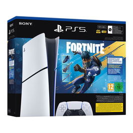 Sony PlayStation 5 (PS5) Edición Digital - Consola Slim (Chasis E) 825GB SSD, sin lector de discos, incluye Fortnite Bundle y juego Astro's Playroom, Mando DualSense, Blanco
