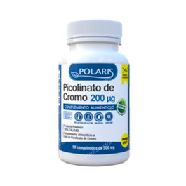 POLARIS Picolinato De Cromo 200Mcg 50 Comp Suplemento para Metabolismo y Azúcar en Sangre Sin Gluten Sin Lactosa