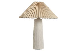 DKD Home Decor Lámpara de Sobremesa de Cerámica y Poliéster Beige 35x35x41 cm
