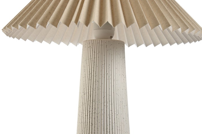 DKD Home Decor Lámpara de Sobremesa de Cerámica y Poliéster Beige 35x35x41 cm