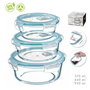 Kozina Set 3 Fiambreras de Borosilicato Redondas 370/640/930 ml