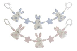 DKD Home Decor Peluche Baby Happy Rabbit Azul Celeste Rosa 6 x 12 x 62 cm (4 Unidades)