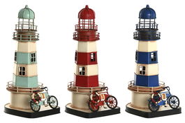 DKD Home Decor Faro Atlantico Azul Rojo 13 x 32 x 13 cm (3 Unidades)