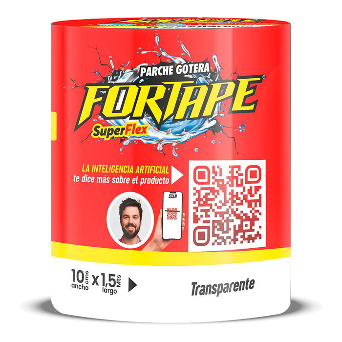 Fortape Cinta Parche Tapa Gotera Transparente PVC Rollo 10 x 150 cm Resistente al Agua Flexible