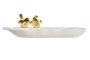 DKD Home Decor Bandeja Vacia-bolsillos de Porcelana 25x13,5x6 cm Blanco y Dorado