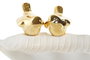 DKD Home Decor Bandeja Vacia-bolsillos de Porcelana 25x13,5x6 cm Blanco y Dorado