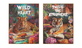 DKD Home Decor Cuadros Lienzo Salvaje Pack de 4