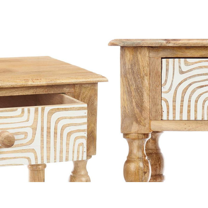 Giftdecor Mesa Recibidor 2 Cajones Curvas Natural Blanco