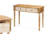 Giftdecor Mesa Recibidor 2 Cajones Curvas Natural Blanco Madera Mango 98x77x42 cm