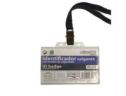 OFFICE BOX Funda Distintivo con Cordón de Seguridad Negro (Pack de 25)